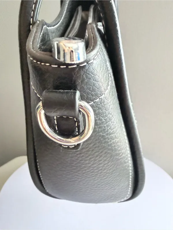 Classic Black Structured Faux Leather Tote Bag - Women's Handbag - Image 2
