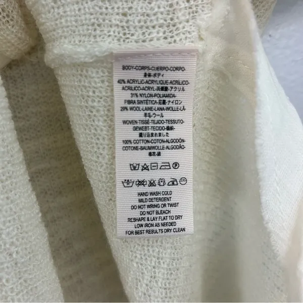 Free People Mountain Song Cream/Ivory Pullover Lightweight Mesh Sweater Small - Image 12