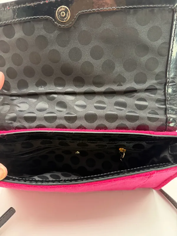 Vintage Kate Spade New York Pink Red Felt Crossbody Bag Gold Hardware - Image 2