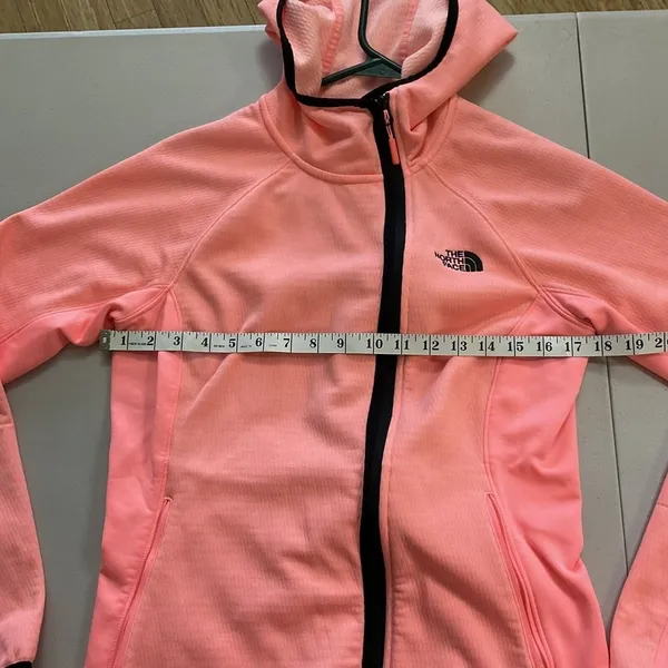 The North Face Arcata Hoodie Neon Peach Zip Up Fleece Lined Zip Pockets Medium - Image 4