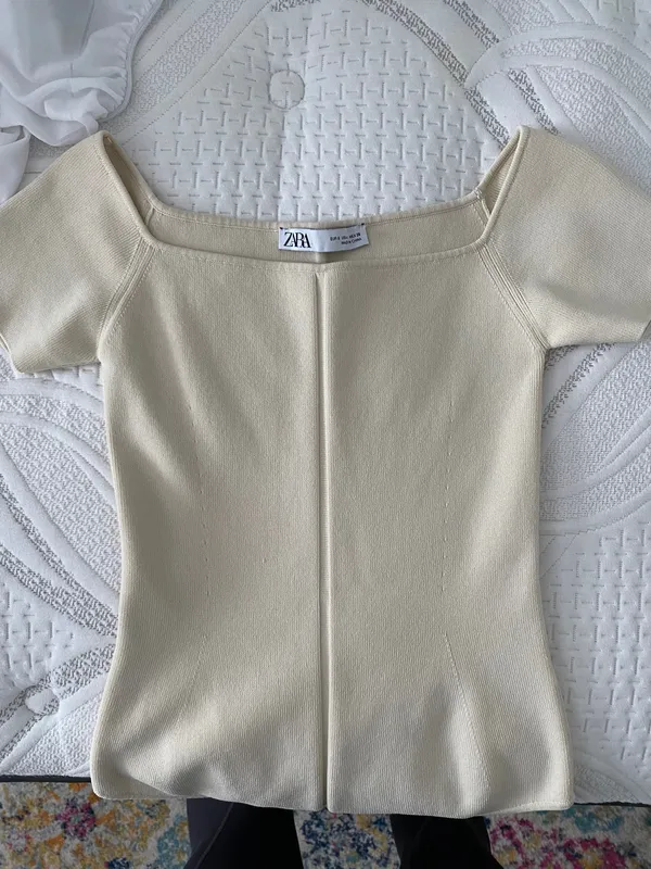ZARA Knit Cream Off Shoulder Bodysuit - Image 6