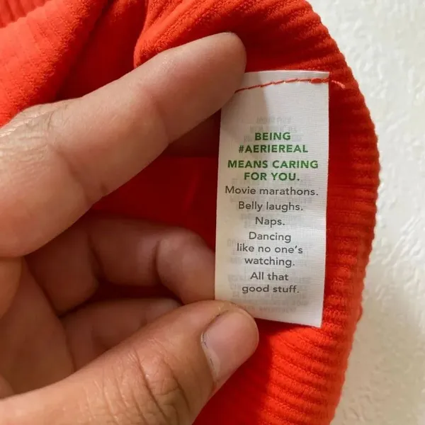 Aerie Orange Ribbed Lettuce Trim Cropped Cami Tank Top Size Large - Image 5