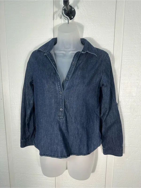 Talbots Denim 3/4 Sleeve Top Size Small Petite EUC - Image 3