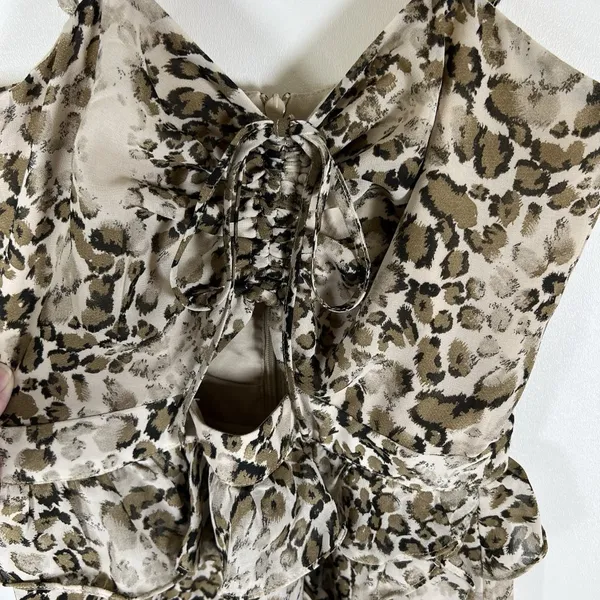 Bardot NWT Animal Print Strappy Layered‎ Dress Tiered Ruffle Women’s Size 4/XS - Image 7