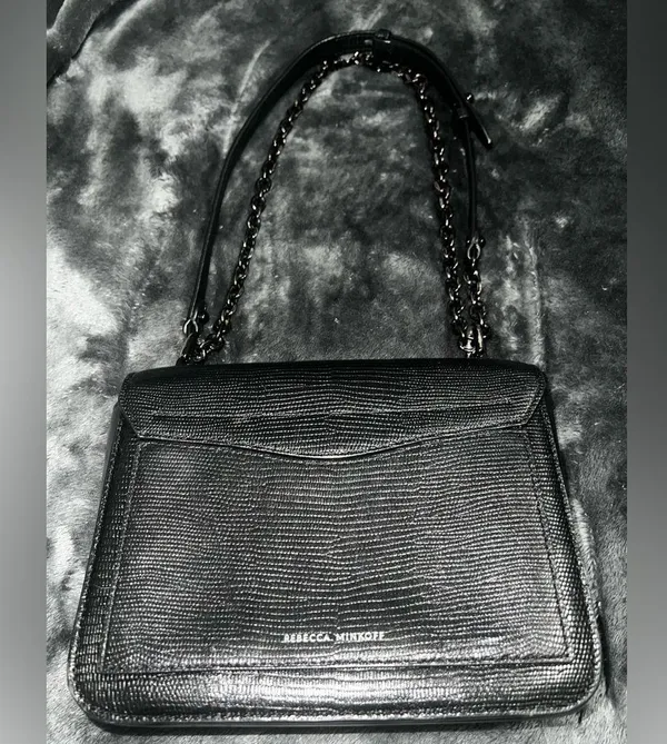 Rebecca Minkoff Love Too Black Leather Embossed Crossbody Handbag - Image 5
