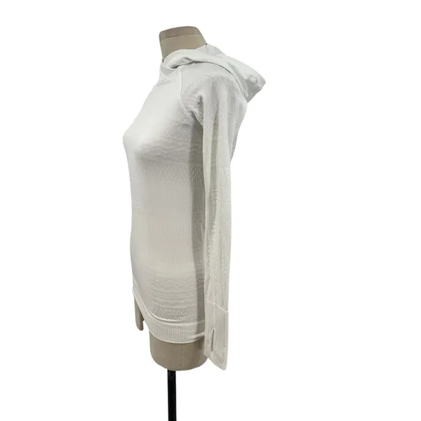 Lululemon Rest Less Hoodie‎ Long Sleeve Seamless Stretch Textured White Size 2 - Image 6