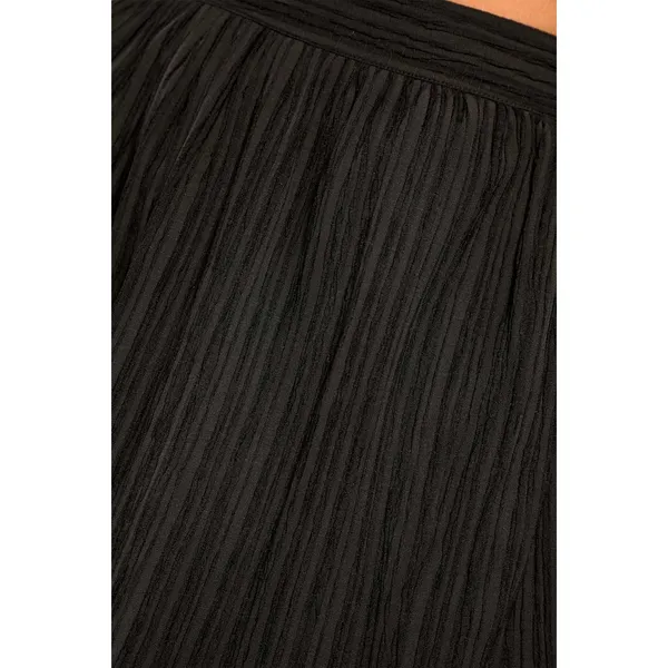 Lulus Midsummer Memories Black Mid-Rise Maxi Skirt Side Slit Plisse Large NWT - Image 5