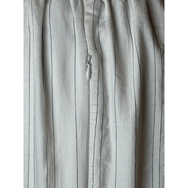 Maison Tara Midi Dress Womens 10 White Striped Excellent Ruffle Wrap V-Neck Puff - Image 10