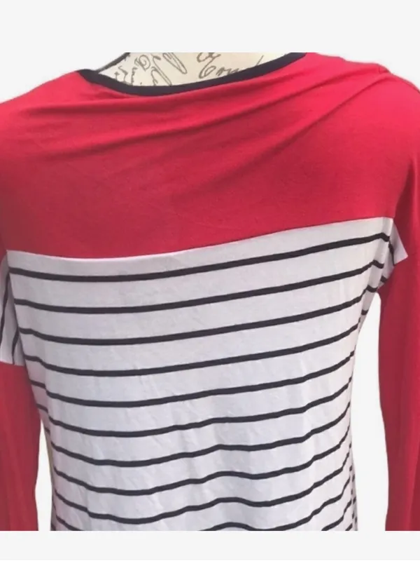 Zenana Outfitters Red Raglan Sleeve Striped Long-Sleeve Top with Black Pocket - Image 8
