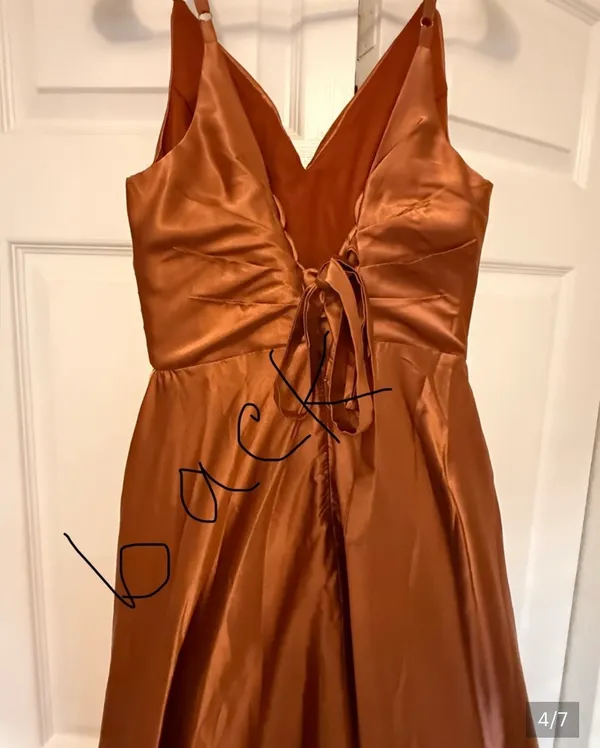 Satin long maxi dress, small size Orange - Image 3
