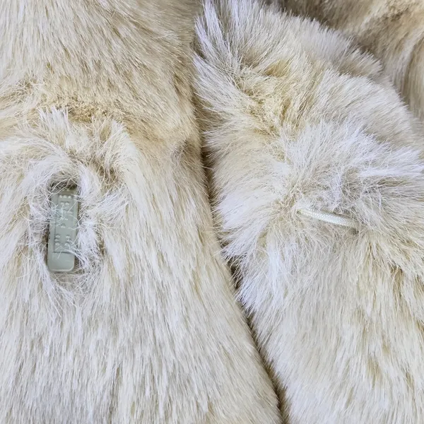Incognita Cream Faux Fur Jacket Small Modacrylic Plush Glam Winter Coat - Image 9