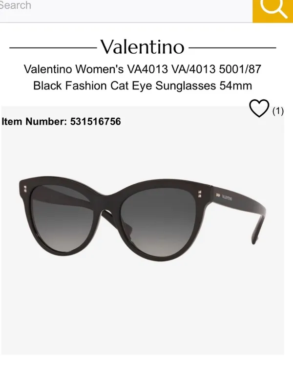 Valentino Women's VA4013 VA/4013 5001/87 Black Fashion Cat Eye Sunglasses 54mm - Image 2