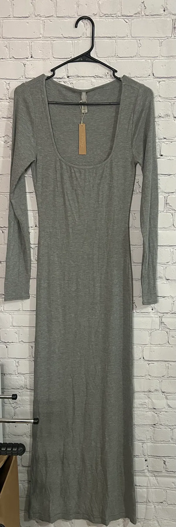 Soft Lounge Long Sleeve Dress Heather Gray Size L - Image 2