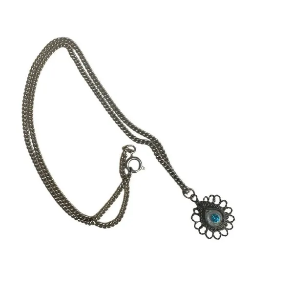 Filigree flower vintage pendant necklace - Image 8