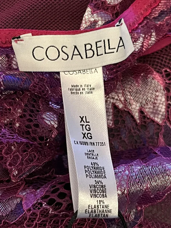 Cosabella Bralette Bra Womens XL Purple Paradiso Petite Tri Sheer Lace Halter - Image 5