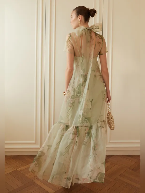 NWT Caara Melody Few Moda Maxi Dress size XS Green mint blossom floral - Image 3