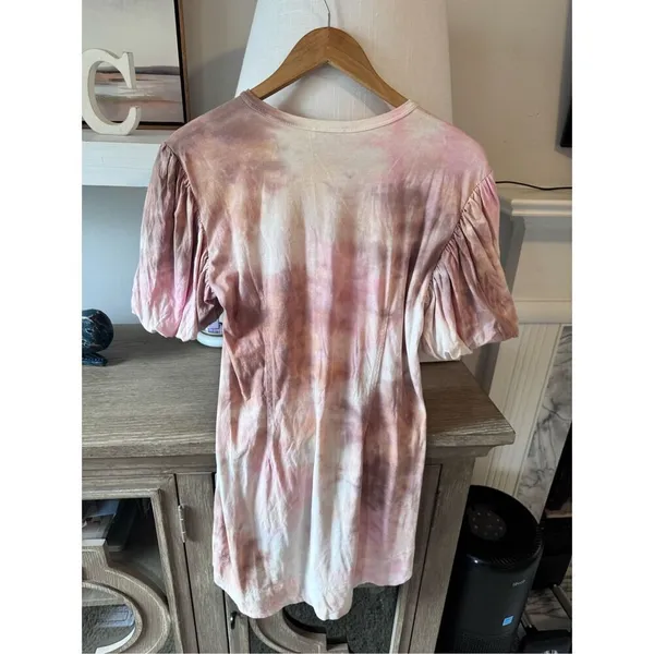 ALC Frank Tie Dye Puff Sleeve Mini Dress Womens Pink Brown Size S (T1)‎ - Image 5