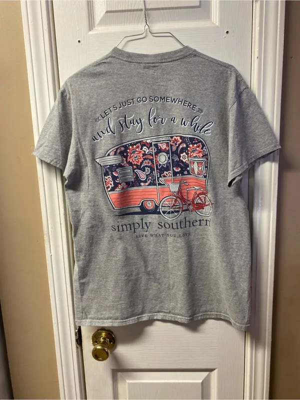 Simply Southern Heather Gray Short Sleeve Tee with Navy Logo - Image 5