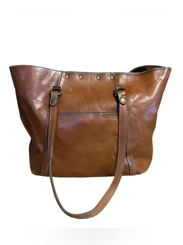 Patricia Nash Cognac Brown Leather Benvenuto Large Shoulder Bag - Image 3
