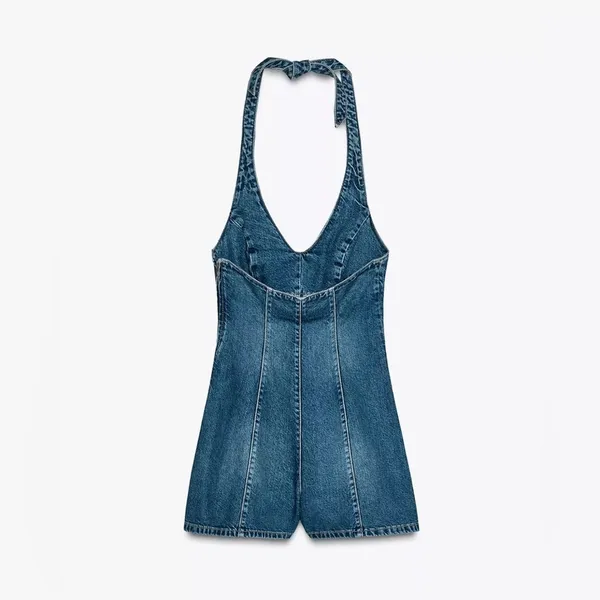 Zara TRF‎ HALTER DENIM JUMPSUIT - Image 5
