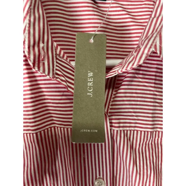 J.Crew Tie-Waist Shirtdress Red White Stripe Cotton Button Front Belted 8 New - Image 6