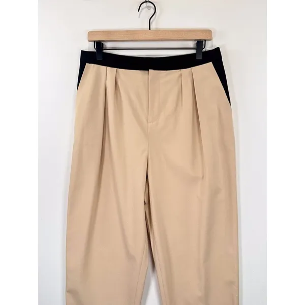 Alice + Olivia Womens Pants Beige Roy Tapered High Rise Pleated Trousers Size 12 - Image 6
