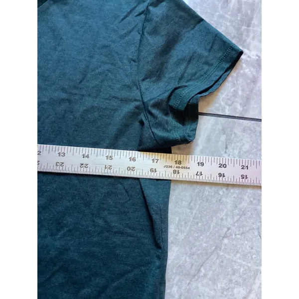 Quince Flowknit Breeze Tee Heather Green Short Sleeve Crew Neck Top LB57601 S - Image 3