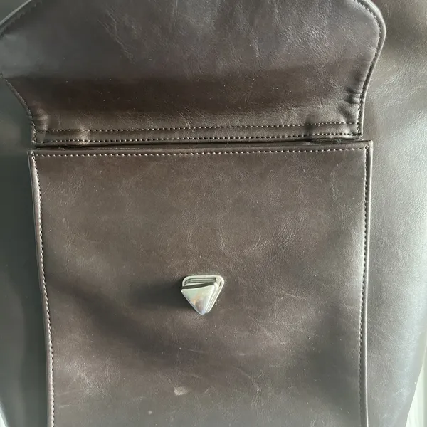 Vintage Guess Brown Triangular Turn Lock Pocket+Zip, Big Tote Shoulder Bag Purse - Image 5
