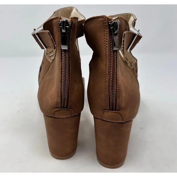 Roman Style Hollow Out‎ Peep Toe Square Heel Brown Sandals Size 43 = 10 - Image 3