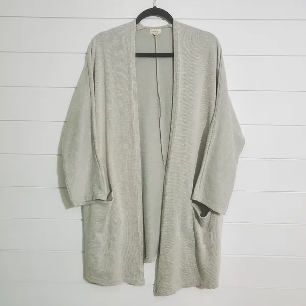 DONNI Anthropologie Sandwash‎ Cardigan OSFM Ribbed Sweater Coat Gray One Size - Image 2