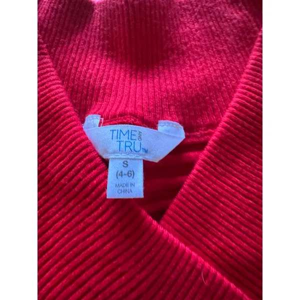 Time and Tru Womens‎ Red V-Neck Ribbed Knit Pullover Sweater Size S 4-6 - Image 3