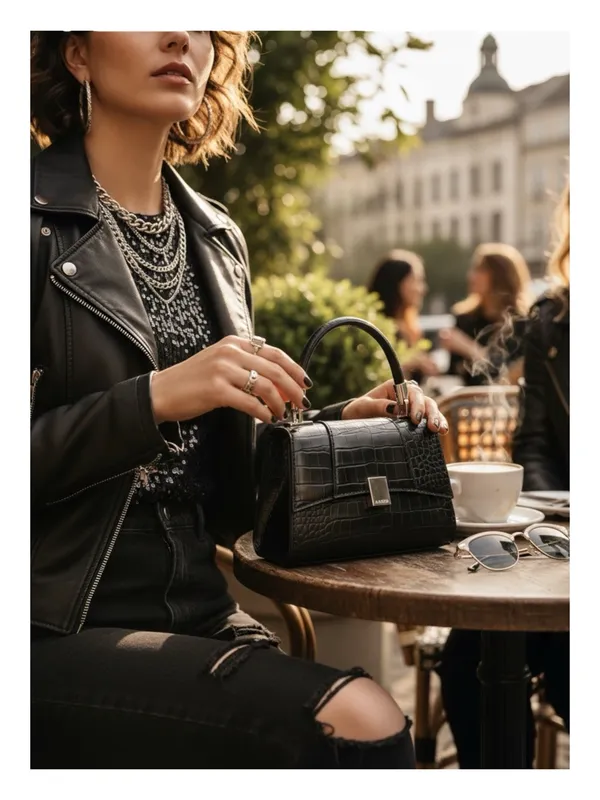 Aldo 𓆈 Vegan Croc Embossed Convertible Crossbody Top Handle Mini Bag 𓆈 Black 𓆈 - Image 15