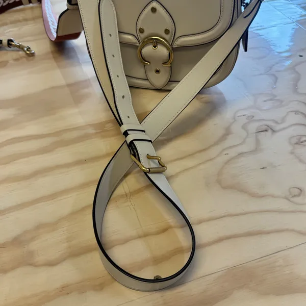 Coach Beat Saddle Bag Crossbody Ivory Leather 2 Straps Original & Guitar - Image 7