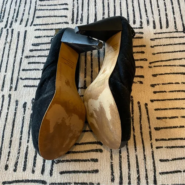Libby Edelman Black Suede Slouch Peep Toe Heel Booties Size 9.5 - Image 8