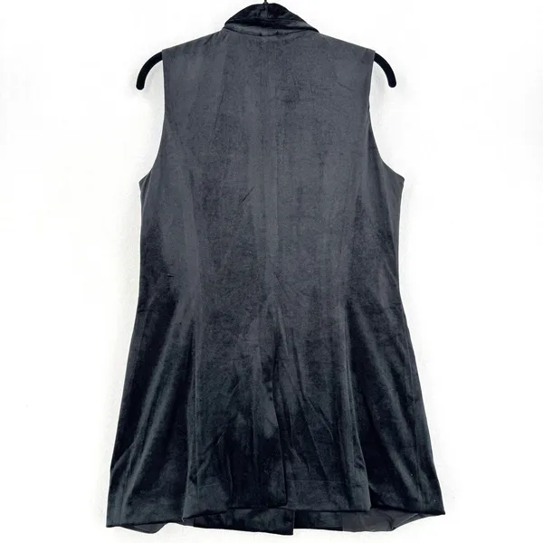 A New Day Black Velvet Longline Vest S Double Breasted Shawl Collar Tailored Top - Image 2