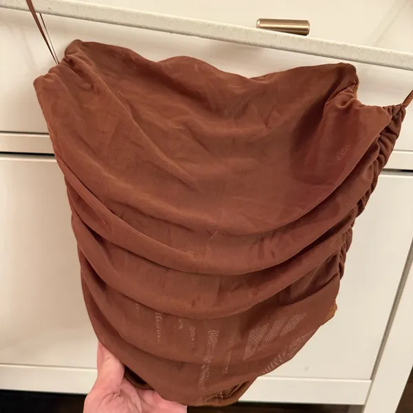 Tic Toc Brown Mesh Strapless Corset - Image 2