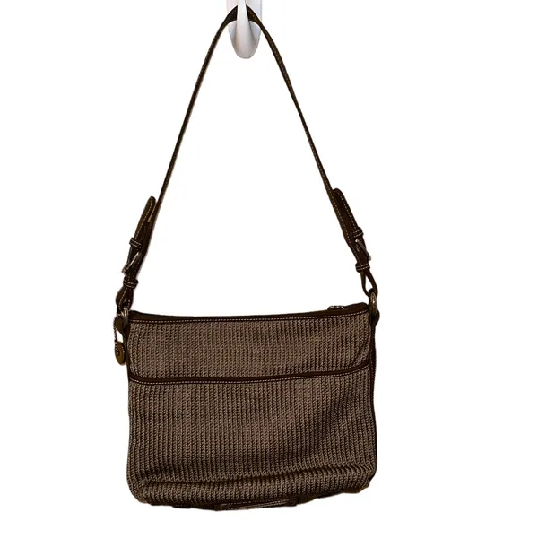 Women's The SAK Knit Khaki Shoulder Bag with Leather Strap‎ - Image 2
