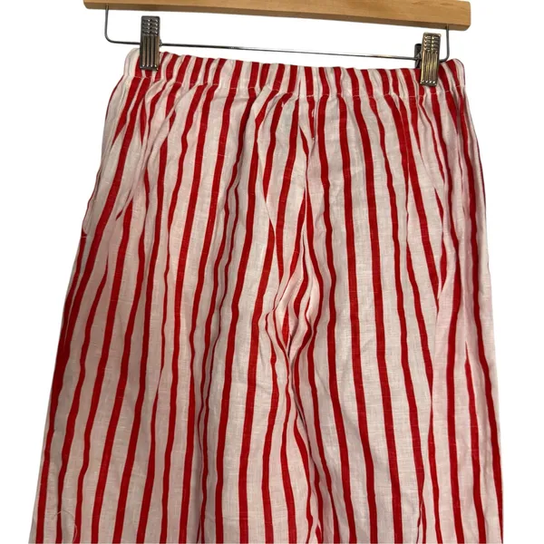 Aexae Revolve Red White Striped Linen Drawstring High Rise Wide Leg Pants Small - Image 8