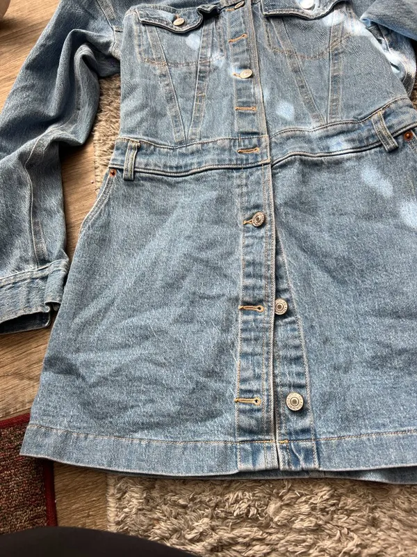 Abercrombie‎ & Fitch Denim Shirt Mini Dress Long Sleeve Utility Western S - Image 5