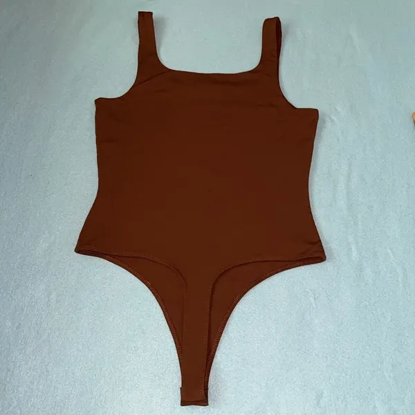 BANANA REPUBLIC tank top bodysuit thong snap style rich dark brown NEW size S - Image 4