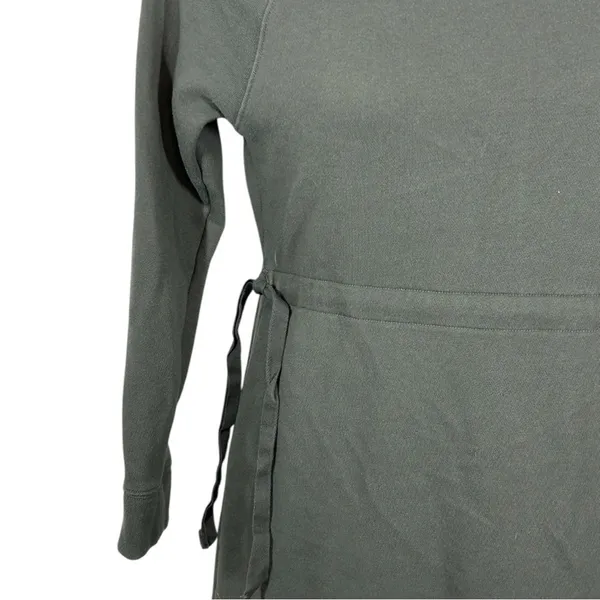 Athleta Studio Cinch Green Sweatshirt Dress Small Tie Waist Athleisure - Image 8
