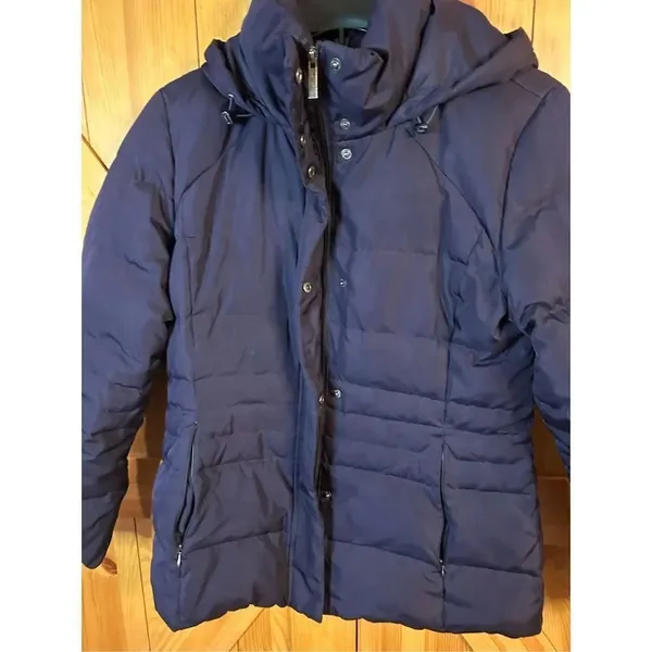 Calvin Klein Down Puffer Jacket Coat Hooded Eggplant Size Medium (4350) - Image 3