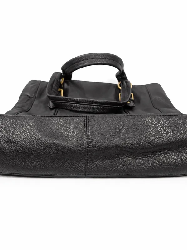 Vince Camuto Large Soft Leather Black Tote Bag Buckle Purse GREAT For Laptop - Image 5