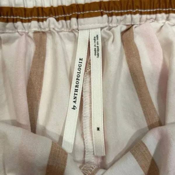 Anthropologie Striped Pull On Shorts Medium Pink Brown Casual Summer Shorts - Image 5