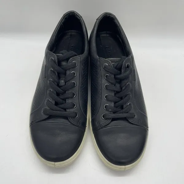 ECCO Womens Size 7 Shoes Black Soft‎ Perforated Leather Low Top Lace Up Sneakers - Image 3