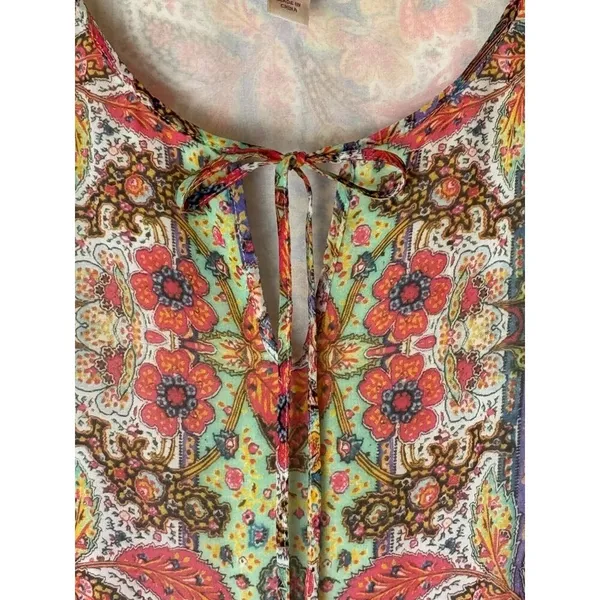 Brooks‎ Brothers Red Fleece Dress Women 12 Multicolor Floral Mini Preppy Boho - Image 6