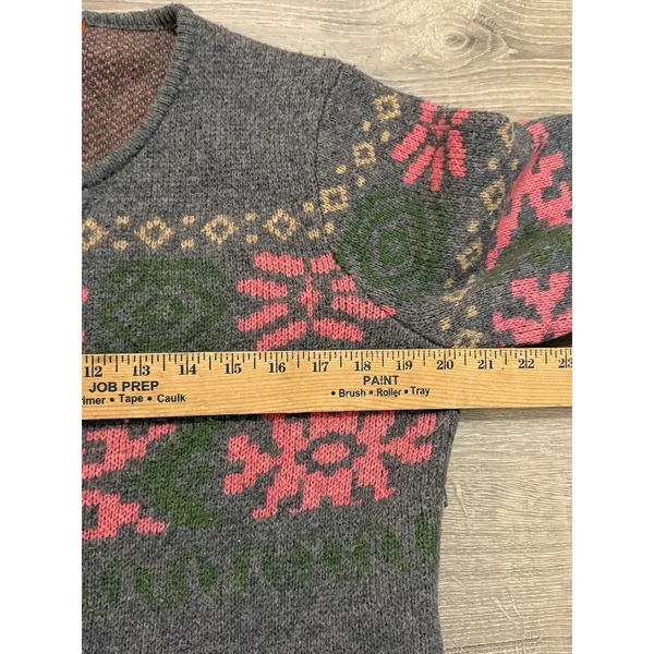 SUNDANCE L wool Blend‎ Cardigan Zip Front Gray Pink Round Neck - Image 6