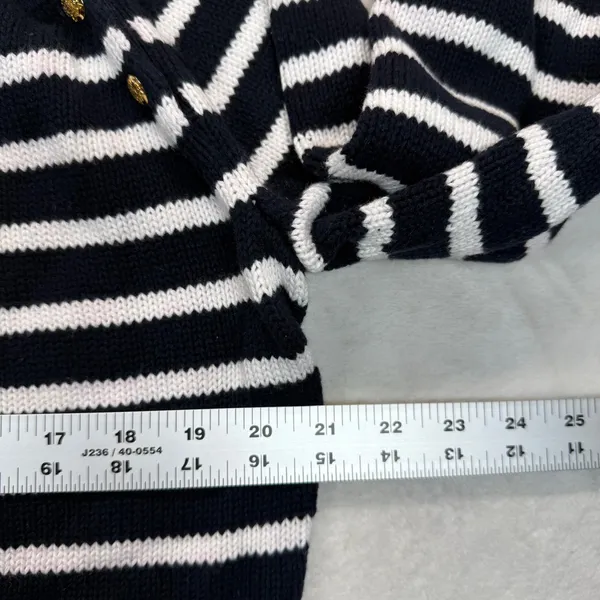 Chaps Breton Striped Cotton‎ Knit Sweater Gold Button Detail Nautical XL READ - Image 2