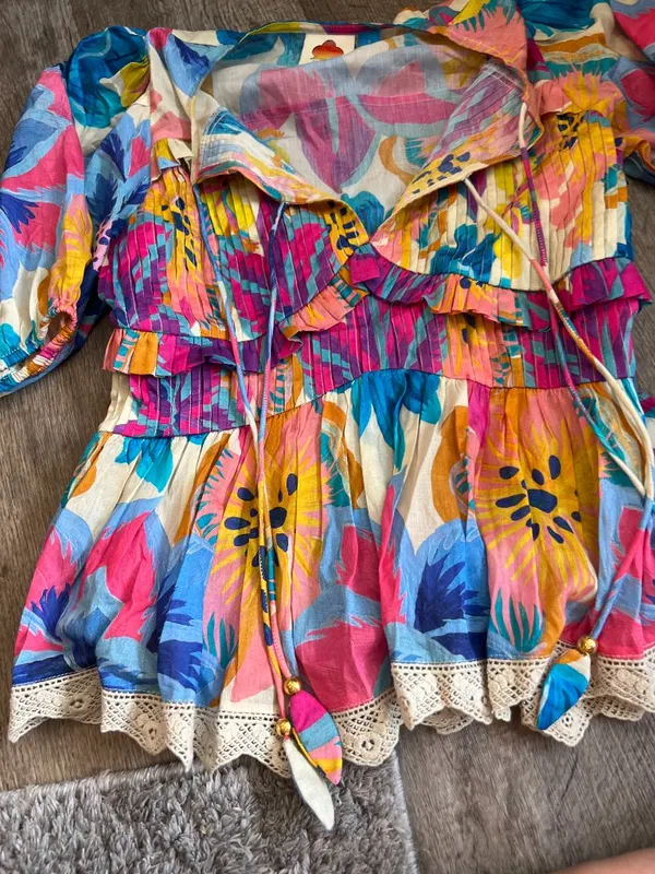 Farm Rio x Anthropologie Puff-Sleeve Tie-Front Blouse - Image 5