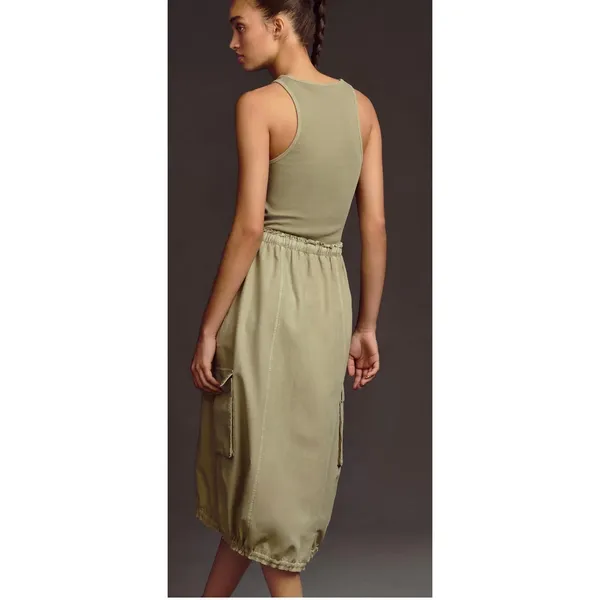 Daily Practice By Anthropologie High Neck Tank Twofer Dress Green Sz M - Image 3